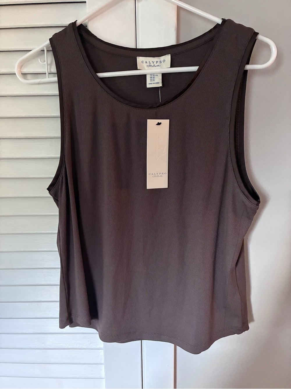 NWT Calypso St. Barth Ribbed Tank Top with Metallic Trim size XL